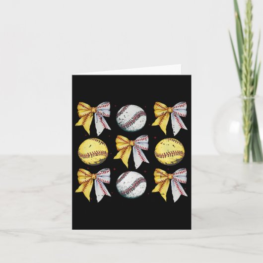 Retro Coquette Bow Funny Game Day Baseball Softwar Karte (Vorderseite)