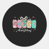 Retro Coquette Bow Merry Christmas Holiday Funny F Runder Aufkleber (Vorderseite)