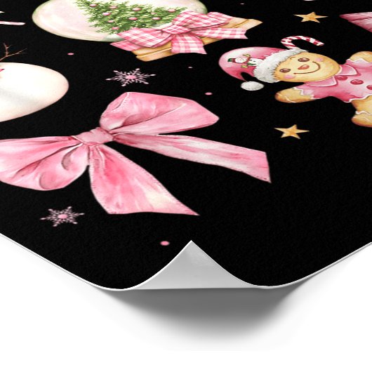 Retro Coquette Bow Nk Christmas Tree Snowman Xmas Poster (Ecke)