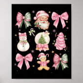 Retro Coquette Bow Nk Christmas Tree Snowman Xmas Poster (Vorne)