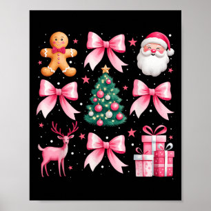 Retro Coquette Bow Pink Weihnachtsbaum Frauen Kind Poster