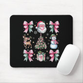 Retro Coquette Bow Pink Weihnachtsbaum Snowman Xma Mousepad (Mit Mouse)