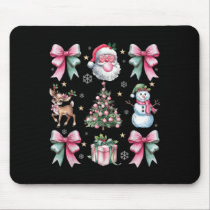 Retro Coquette Bow Pink Weihnachtsbaum Snowman Xma Mousepad