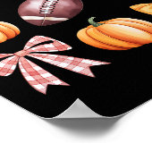Retro Coquette Bow Pumpkin American Football Danke Poster (Ecke)