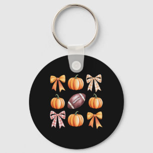 Retro Coquette Bow Pumpkin American Football Danke Schlüsselanhänger
