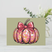 Retro Coquette Bow Pumpkin Fall Vibes Saison Einladung (Stehend Vorderseite)