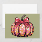 Retro Coquette Bow Pumpkin Fall Vibes Saison Einladung (Vorne/Hinten)