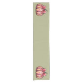 Retro Coquette Bow Pumpkin Fall Vibes Saison Kurzer Tischläufer (Vorderseite)