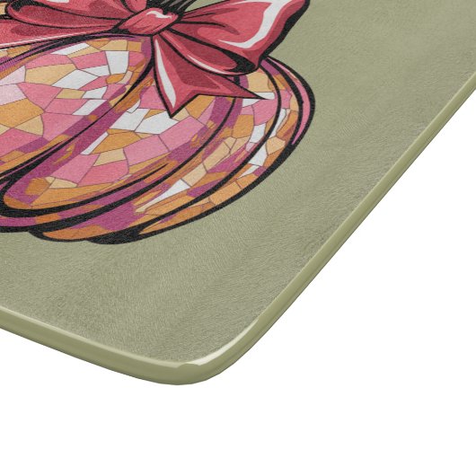 Retro Coquette Bow Pumpkin Fall Vibes Saison Schneidebrett (Ecke)