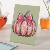 Retro Coquette Bow Pumpkin Fall Vibes Saison Sockelschild (In Situ)