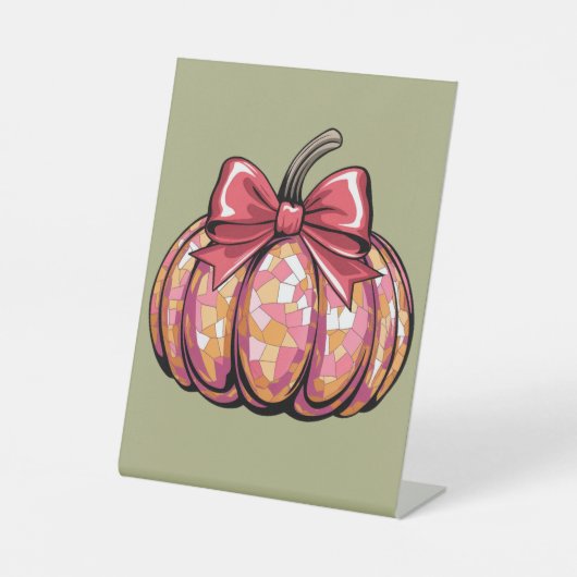Retro Coquette Bow Pumpkin Fall Vibes Saison Sockelschild (Vorderseite)