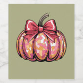 Retro Coquette Bow Pumpkin Fall Vibes Saison Weinetikett (Einzelnes Label)