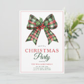 Retro Coquette Bow Script Weihnachtsbaum Party Einladung (Stehend Vorderseite)