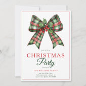 Retro Coquette Bow Script Weihnachtsbaum Party Einladung (Vorderseite)