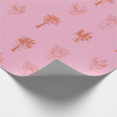 Retro Coquette Cactus & Palm Trees mit rosa Bows Geschenkpapier (Ecke)