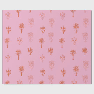 Retro Coquette Cactus & Palm Trees mit rosa Bows Geschenkpapier