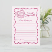 Retro Coquette Cake Time Kapselkarte, rosa Bow Einladung (Stehend Vorderseite)