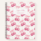 Retro Coquette Diskothek Ball Cherries Pink Bow Cu Notizblock (Vorderseite)