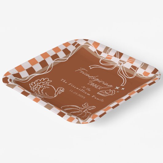 Retro Coquette Erntedank zum Abendessen Pappteller (Gewinkelt)