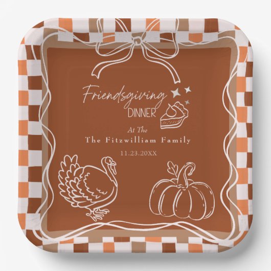 Retro Coquette Erntedank zum Abendessen Pappteller (Vorderseite)