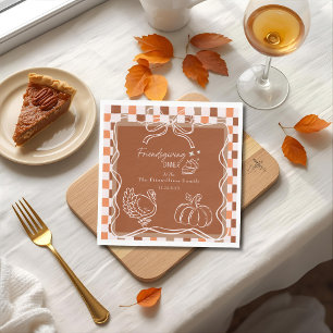 Retro Coquette Friendsgiving-Abendessen Thanksgivi Serviette