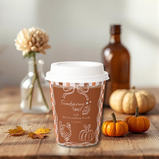 Retro Coquette Friendsgiving dinner Thanksgiving Pappbecher