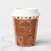 Retro Coquette Friendsgiving dinner Thanksgiving Pappbecher (Rückseite)