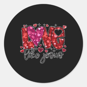 Retro Coquette Kreuzung Liebe wie Jesus Valentines Runder Aufkleber