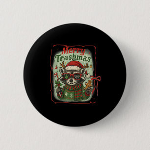 Retro Coquette Merry Trashmas Raccoon Weihnachts C Button