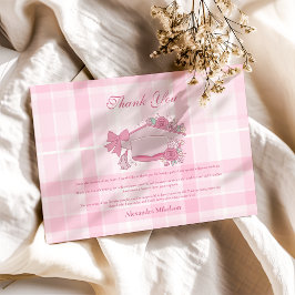 Retro Coquette Pink Bow Abschluss Dankeskarte