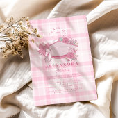 Retro Coquette Pink Bow Abschluss Einladung