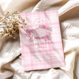 Retro Coquette Pink Bow Abschluss Einladung