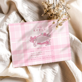 Retro Coquette Pink Bow Abschluss RSVP Karte