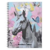 Retro Coquette Pink und Blue Unicorn Collage Notizblock (Vorderseite)