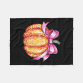 Retro Coquette Pumpkin Pink Bow Fall Erntedank Fleecedecke (Vorderseite (Horizontal))