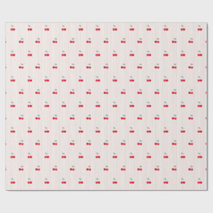 Retro Coquette Rot Kirschen & Pinstripe Geschenkpapier