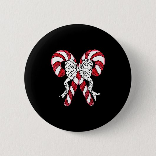 Retro Coquette Schleife Candy Cane Weihnachtszeit  Button (Vorderseite)