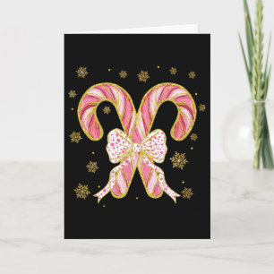 Retro Coquette Schleife Candy Cane Weihnachtszeit Karte