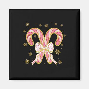 Retro Coquette Schleife Candy Cane Weihnachtszeit  Magnet