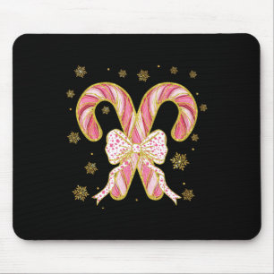Retro Coquette Schleife Candy Cane Weihnachtszeit  Mousepad