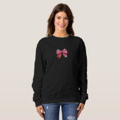 Retro Coquette Stift mit rosa Bow Lehrer hinten T Sweatshirt (Vorne ganz)