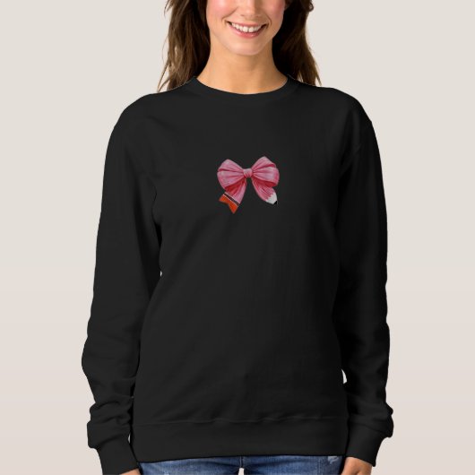 Retro Coquette Stift mit rosa Bow Lehrer hinten T Sweatshirt (Vorderseite)