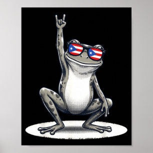 Retro Coqui-Frosch-Rock-Musik Puerto Rico-Flagge T Poster