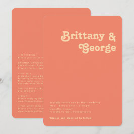 Retro Coral alle in einem abgerundeten Kanten Hoch Einladung