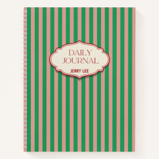 Retro Coral and Green Personalized Writing Journal Notizblock