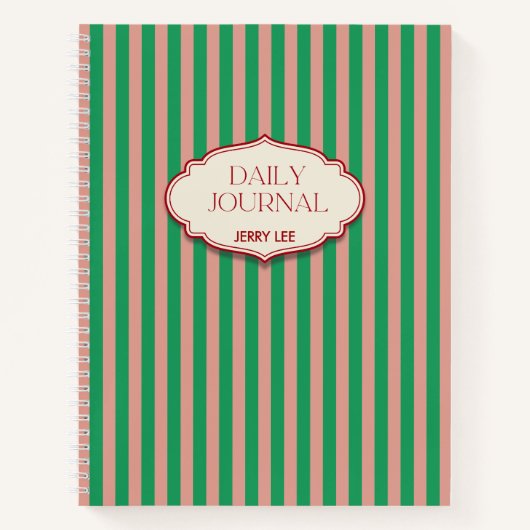 Retro Coral and Green Personalized Writing Journal Notizblock (Vorderseite)