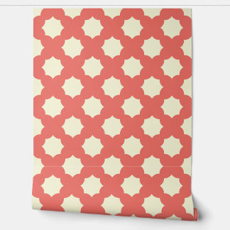 Retro Coral Geometric Floral Wallpaper Tapete