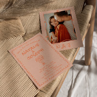Retro Coral Hand geschrieben Quirky Foto Hochzeit