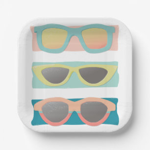 Retro Coral Summer Sonnenbrille Trio Pappteller