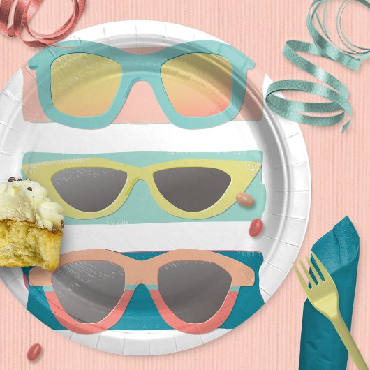 Retro Coral Summer Sonnenbrille Trio Pappteller